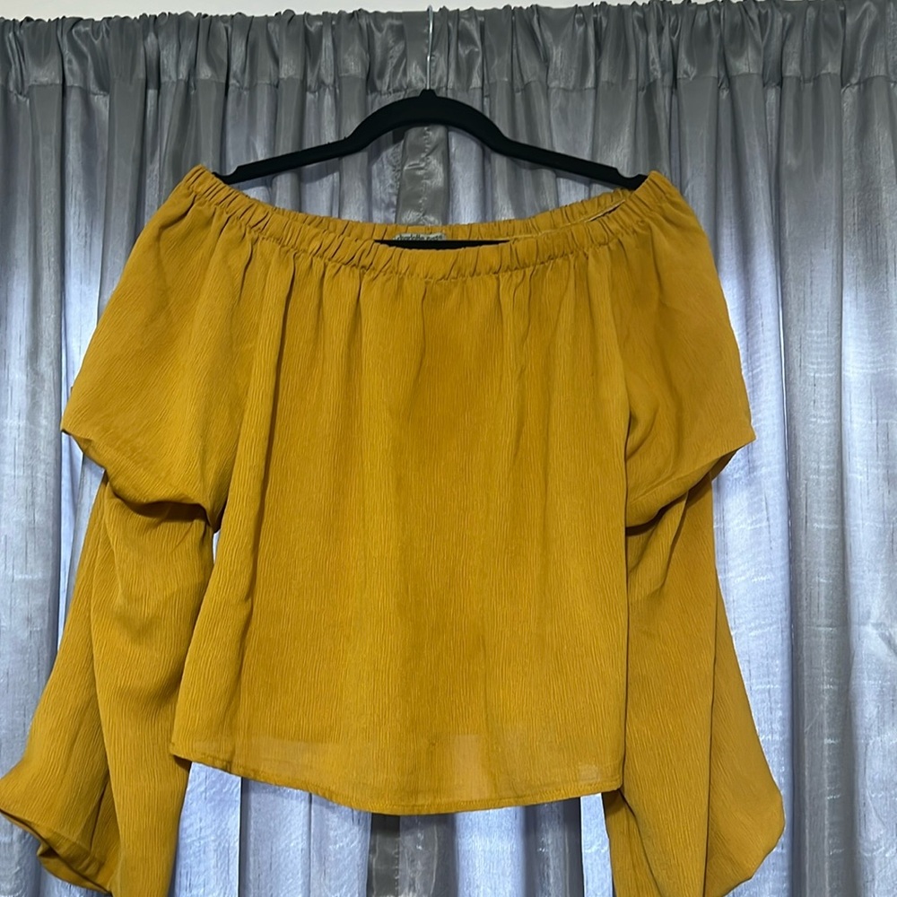 Charlotte russe gold off the shoulder blouse